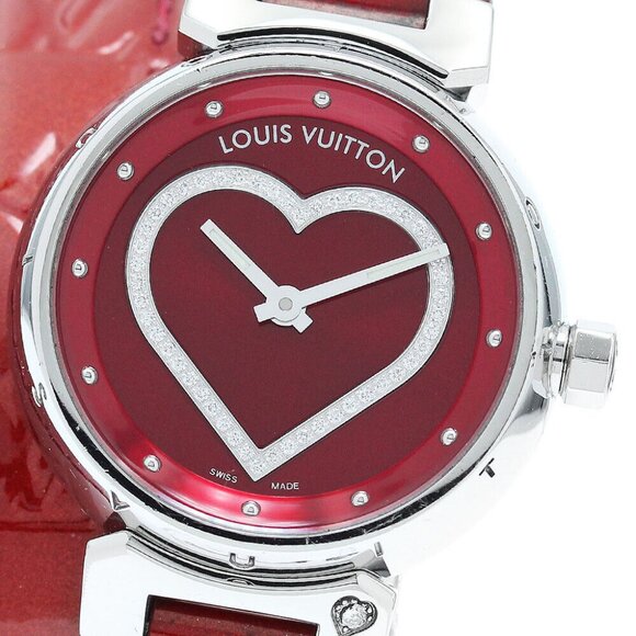 LOUIS VUITTON Tambour Q121Z Heart diamond Red Dial Quartz Ladies Watch_875857 - Picture 2 of 6